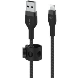 Belkin BoostCharge Pro Flex, USB Male la Lightning Male, 1m, Black