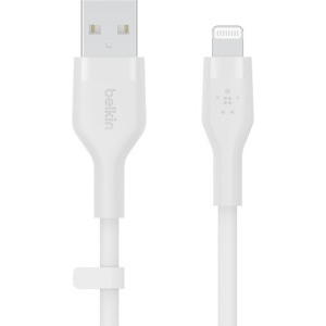Belkin BoostCharge Flex Silicone, USB Male la Lightning Male, 3m, White