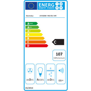 Electrolux decorativa LFV326W, Putere de absorbtie 600 m3/h, 3 trepte, ExtractionTech Plus, 60 cm, Clasa C, Alb