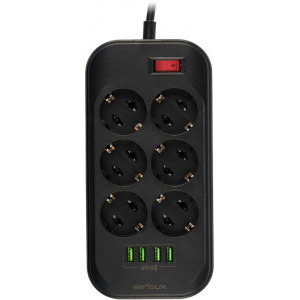Priza/prelungitor Serioux SRX-PS66B 6x Schuko 4x USB
