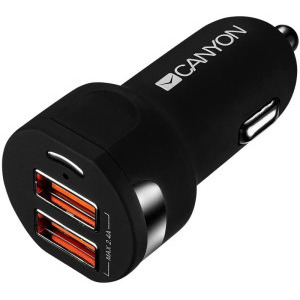 Incarcator auto Canyon CNE-CCA04B, 2x USB, Smart IC, Black