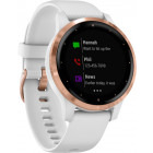 SmartWatch Garmin Vivoactive 4S, roz-auriu, curea silicon alb, GPS + HR