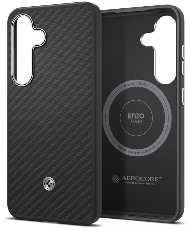 Samsung Capac protectie spate Magnet Aramid Black/Silver pentru Galaxy S25 (S931)