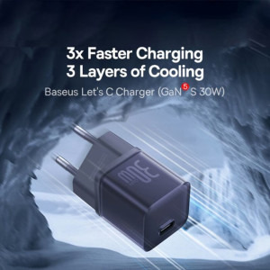 Baseus GaN5S, Quick Charge 30W, 1x USB-C, Dark Purple