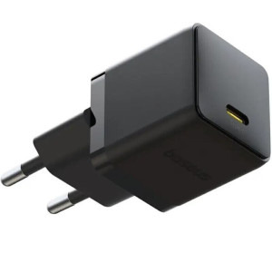 Baseus Palm, Quick Charge 20W, 1x USB-C, Black + cablu USB Type-C la USB Type-C 1m
