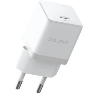 Baseus Palm, Quick Charge 30W, 1x USB-C, White + cablu USB Type-C la USB Type-C 1m
