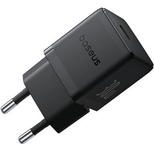 Incarcator retea Baseus Palm, Quick Charge 30W, 1x USB-C, Black + cablu USB Type-C la USB Type-C 1m