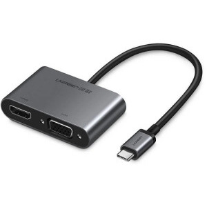 Adaptor Ugreen 1x USB-C Male - 1x HDMI + 1x VGA Female, Negru