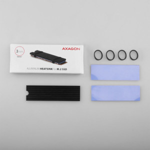 AXAGON Cooler Pasiv CLR-M2L3, Pentru M.2 SSD 80mm, Aluminiu, paduri termice silicon incluse, inaltime 3mm