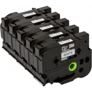 Brother Banda Laminata 24 mm black on white 5-Pack