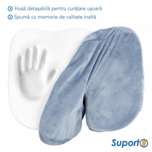 Suporto Perna ortopedica sezut pentru scaun din spuma cu memorie, Gri