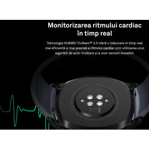 Huawei WATCH GT, Bluetooth, GPS, corp argintiu, curea piele maro, rezistent la apa, senzor HR