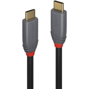 LINDY Anthra, USB 3.2 tip C Male - USB 3.2 tip C Male, 5A, PD, 1.5m, negru-gri