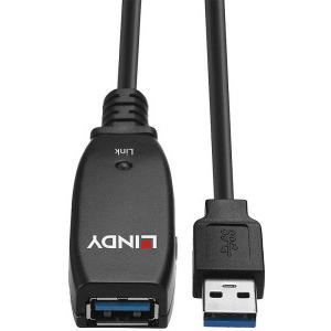 LINDY Active Extension Slim, USB 3.0 Male tip A - USB 3.0 Female tip A, 15m, negru