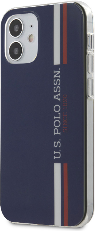 US Polo Protectie pentru spate Tricolor Vertical Stripes Navy pentru iPhone 12 Mini