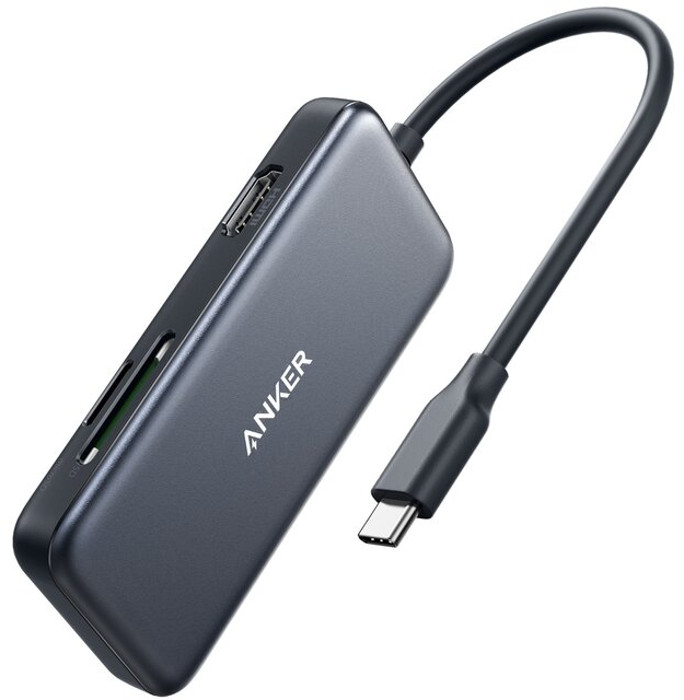 Anker Adaptor USB-C 5-in-1, 4K HDMI, 2x USB, microSD, SD Card Reader, Black