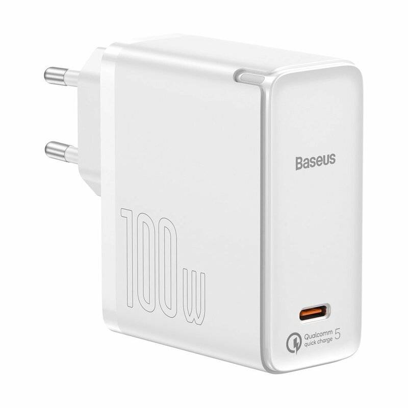 Incarcator retea Baseus GaN2 Quick Charge 5.0, Power Delivery 3.0, putere maxima 100W, cablu USB-C inclus, (compatibil smartphone, tableta sau laptop)