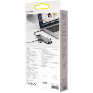 Baseus Docking Station CAHUB-CT0G, USB Tip C, 11-in-1, incarcare 100W, redare 4K, Gigabit LAN, pana la 3 ecrane suplimentare