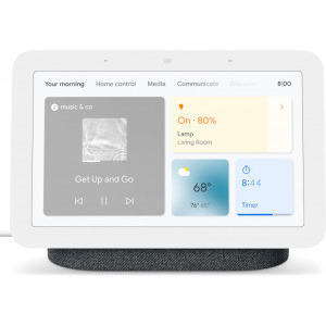 Google Nest Hub (2nd Gen) + 7" touchscreen, Wi-Fi, Bluetooth, 3 Microfoane, Google Asistant Built In, Negru