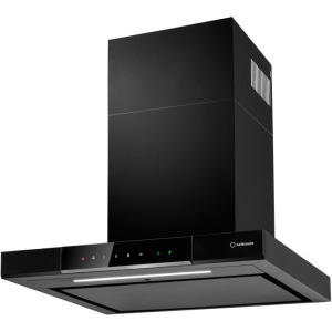Hota Turbionaire decorativa TEV60WB,, Putere de absorbtie 800 m3/h, Senzor temperatura, Aspiratie perimetrala, Iluminare LED, Clasa A++, 60 cm, Negru
