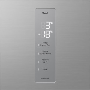 LG GBV5250DPY, 387 L, Clasa D, No Frost, Inverter, LinearCooling, DoorCooling+, Multi Air Flow, NatureFresh, Metal Fresh, ThinQ, Control electronic, 203 cm, Argintiu
