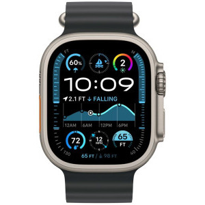 Apple Ocean Band Black, 49mm Natural Titanium Finish