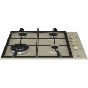 Beko HIGG64125SCR, Gaz, 4 arzatoare, Siguranta plita, Aprindere integrata, 60 cm, Crem