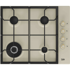 Plita incorporabila Beko HIGG64125SCR, Gaz, 4 arzatoare, Siguranta plita, Aprindere integrata, 60 cm, Crem
