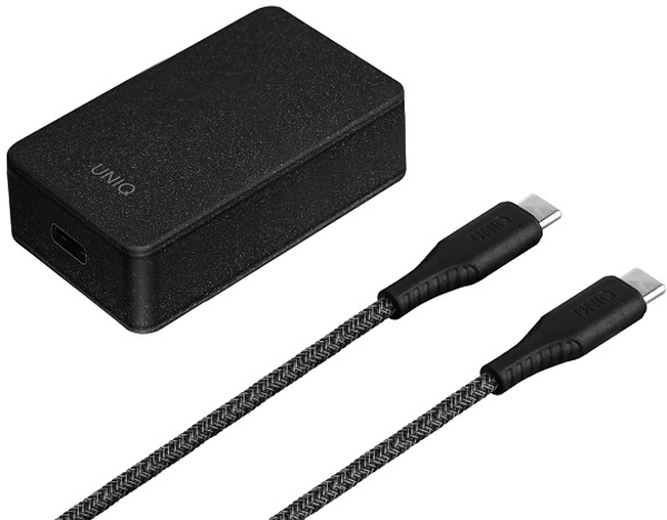 Incarcator retea GSM Uniq Votre Slim UNIQ-VERSASLBUN, 1x USB-C, 18W, Black + cablu USB-C