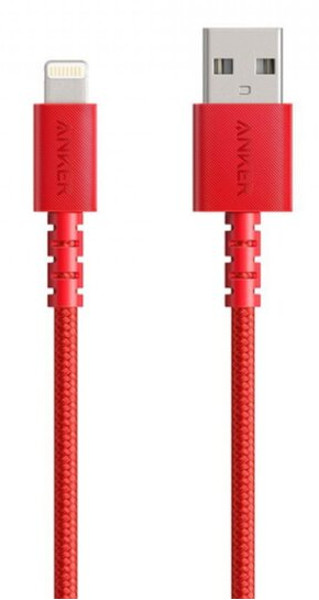 Cablu de date / adaptor Anker PowerLine Select+, USB Male la Lightning Male, MFi, 0.91 m, Red