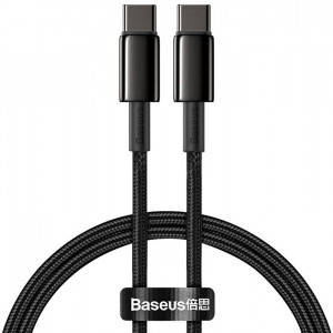 Cablu de date / adaptor Baseus Tungsten CATWJ-01, USB-C Male la USB-C Male, 1 m, Black, amperaj maxim suportat 5A