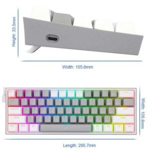 Redragon Fizz Grey White RGB Mecanica Red Switch