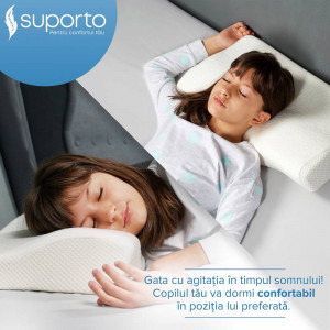 Suporto Set 2x perne cu suport cervical din spuma cu memorie pentru copii 12-16 ani