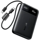 Baterie externa Baseus EnerFill FC11, 10000 mAh, 1x USB, 1x USB-C, 45 W, Display, 2x Cabluri USB-C integrate, Black