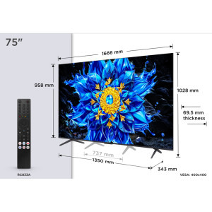 TCL Smart TV QD-MiniLED 75P8L Seria P8L 189cm 4K UHD HDR