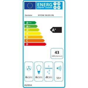 Electrolux decorativa EFV726K, Putere de absorbtie 760 m3/h, 5 trepte, ExtractionTech Pro, Breeze, AutoSense, AuroraTech, 60 cm, Clasa A+, Negru