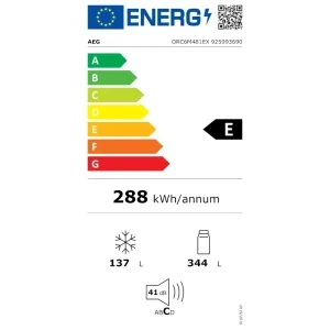 AEG ORC6M481EX, 481 L, Clasa E, No Frost, TwinTech, MultiFlow, Control electronic, 192 cm, Inox