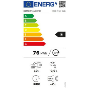 Hotpoint HSIC 3T127 C, Slim, 10 seturi, 8 programe, Clasa E, 45 cm