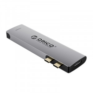Orico 2CT-5H Docking station 2x USB-C, 1x HDMI, 3x USB 3.0, 1x USB-C PD 100W Thunderbolt 3, Grey