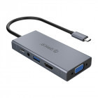 Orico MC-U501P Docking station 1x USB-C, 1x HDMI, 1x USB 3.0, 1x VGA, 1x audio, 1x USB-C PD 60W, Space grey