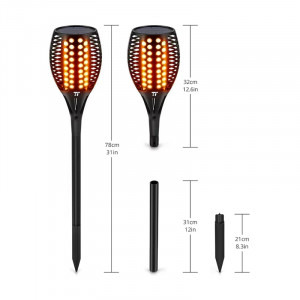 TaoTronics Set 2 lampi solare LED TT-SL004 pentru curte, gradina si balcon, efect torta, Black