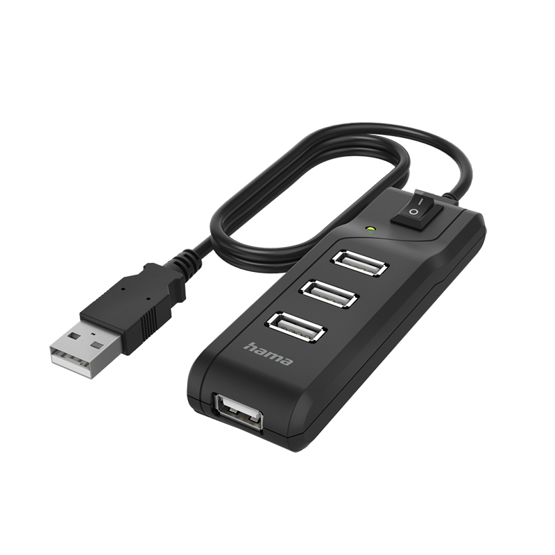 Hub USB Hama USB 2.0 4 port On/Off Switch Black