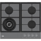 Plita incorporabila Beko HILW64225SZG, Gaz, 4 Arzatoare, Arzator Wok, 60 cm, Gri Zara