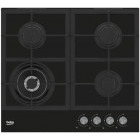 Plita incorporabila Beko HILW64225S, Gaz, 4 Arzatoare, Arzator Wok, 60 cm, Sticla neagra