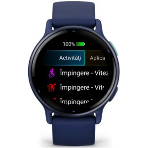 Garmin Vivoactive 5, GPS, 42mm, curea silicon, Metallic Navy/Navy