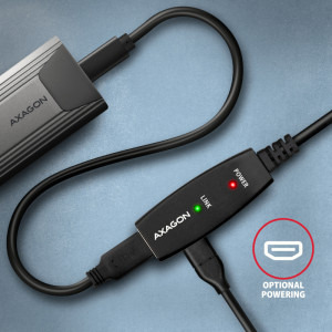 AXAGON USB tip A 3.2 Gen 1 Male la USB tip A 3.2 Gen 1 Female, 5 m, Repeater activ, Negru