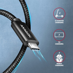 AXAGON USB-C 2.0 Male la USB-C 2.0 Male, 2 m, PD 240W, 5A, Negru