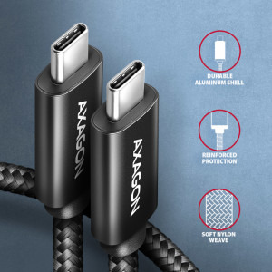 AXAGON USB-C 2.0 Male la USB-C 2.0 Male, 2 m, PD 240W, 5A, Negru