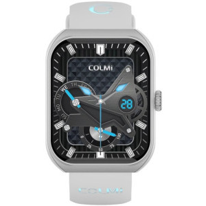 COLMi P86 argintiu, curea din silicon gri-albastru