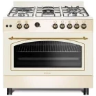 Aragaz Studio Casa FE90/60AVENA, Mixt, 4 arzatoare, 1 zona de gatit, Sistem de siguranta, Aprindere integrata, Grill, Rotisor, Clasa A, 90 cm, Crem